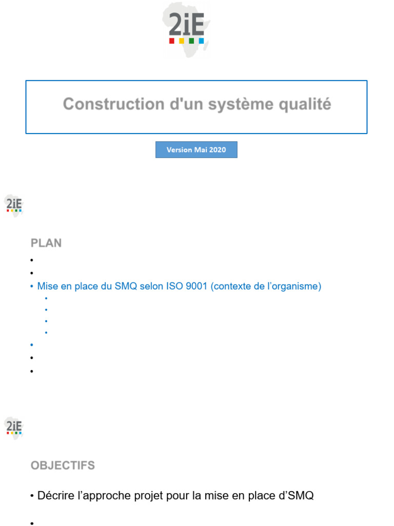 Construction d'un SMQ selon ISO 9001 | PDF | Système de management de ...