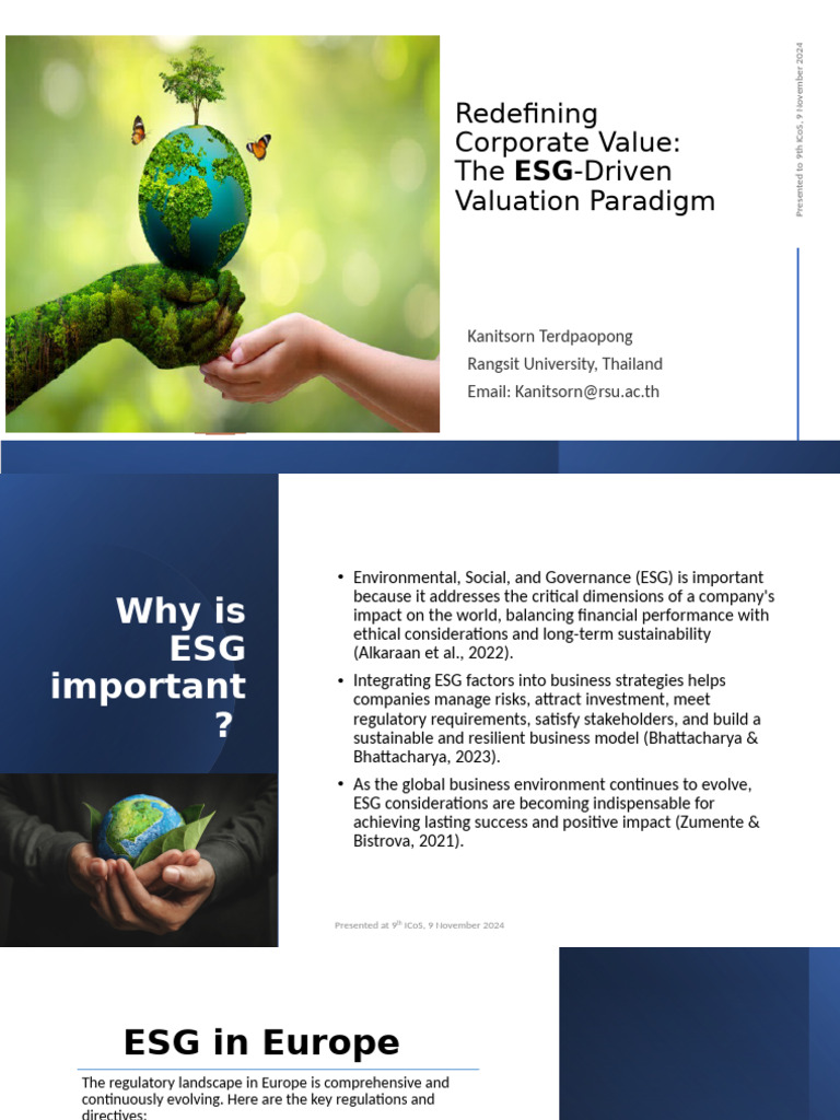 Redefining Corporate Value The ESG-Driven Valuation Paradigm - KT | PDF ...