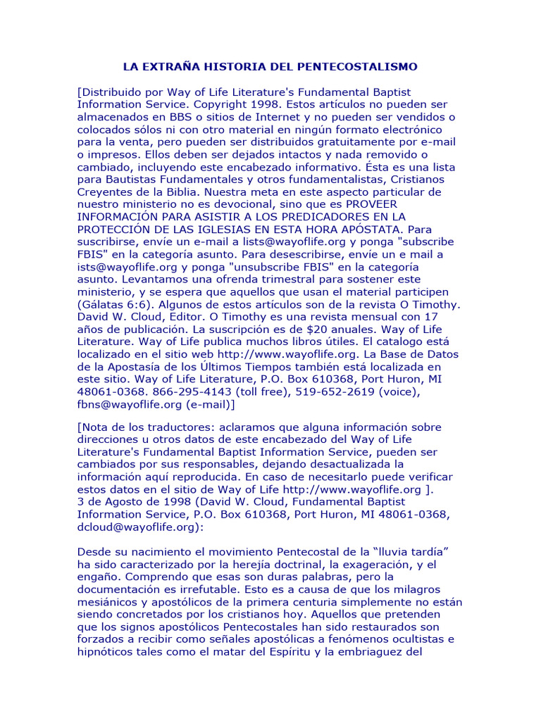 La Extraña Historia Del Pentecostalismo | PDF | Pentecostalismo ...