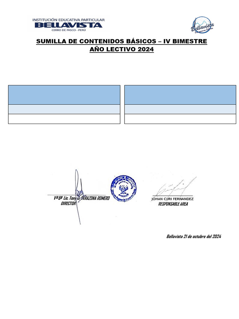 Sumilla Primero Secundaria | PDF