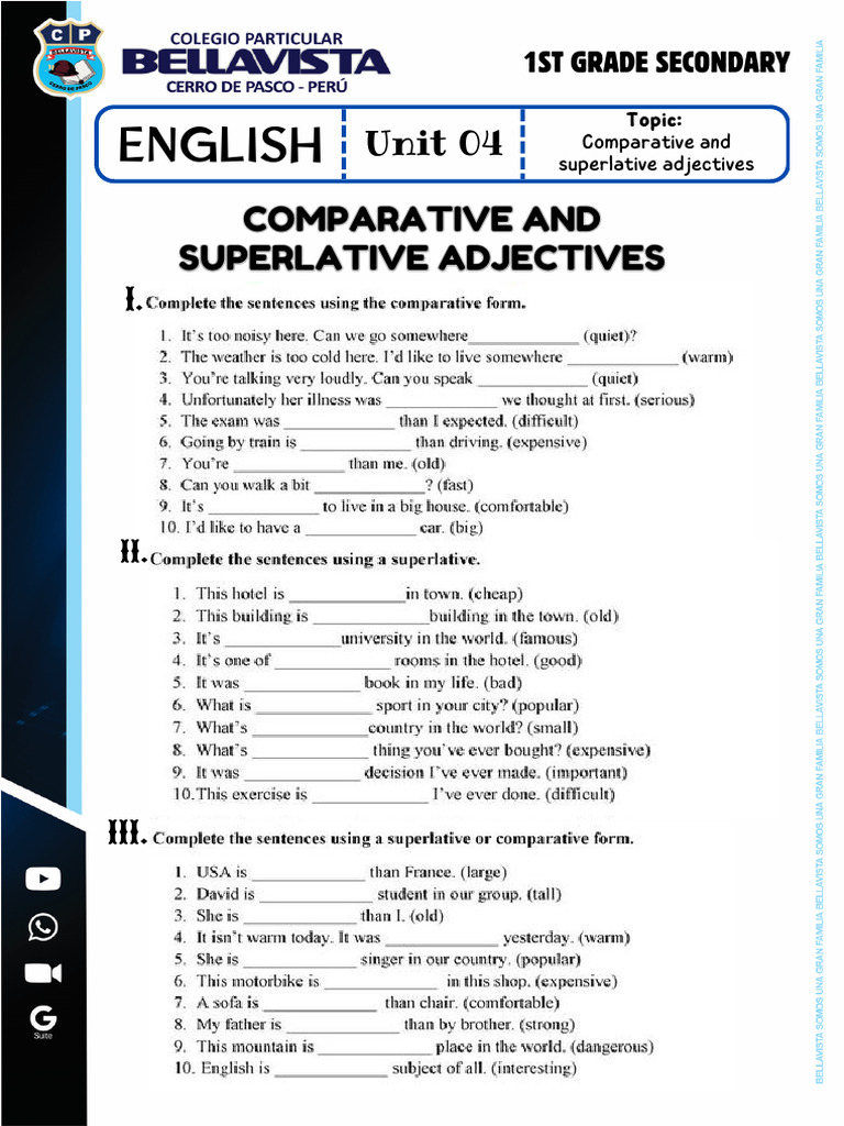 COMPARATIVE AND SUPERLATIVE ADJECTIVES LIST WITH MORE AND MOST PDF visual data 4