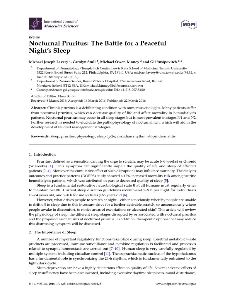 Nocturnal Pruritus: The Battle For A Peaceful Night's Sleep | PDF ...