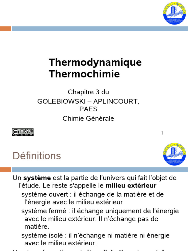 Thermodynamique et Thermochimie en Chimie | PDF | Entropie | Enthalpie ...