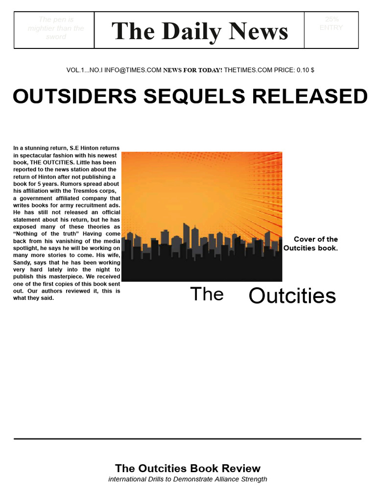 Outsiders Final Project | PDF | Young Adult | General Fiction