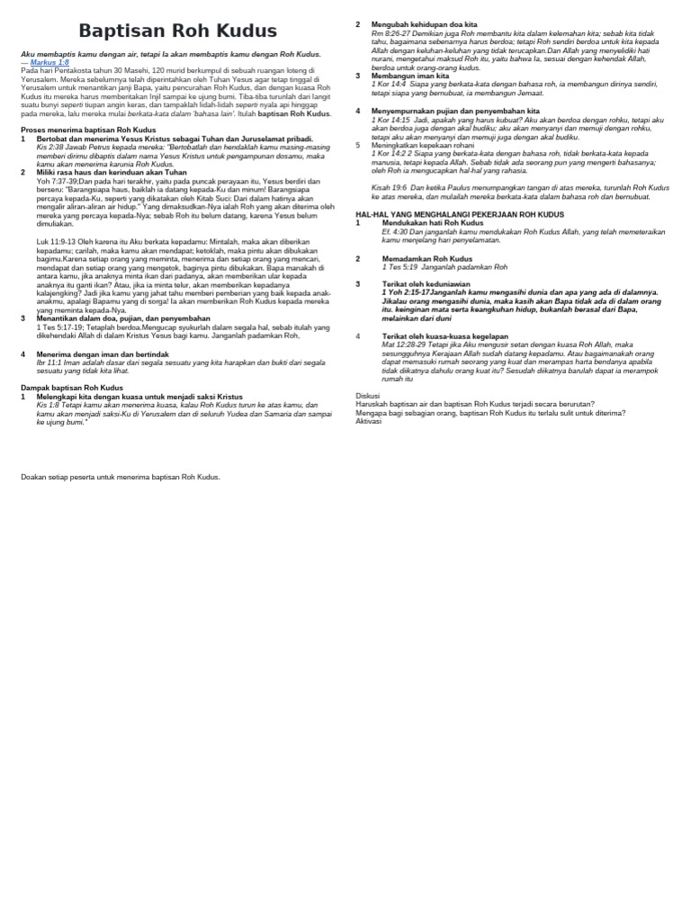 Panduan Baptisan Roh Kudus | PDF