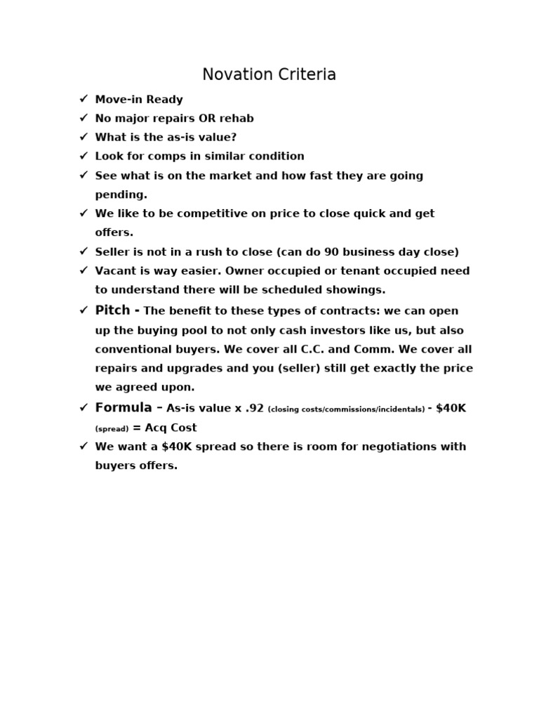 Real Estate Novation Guide | PDF