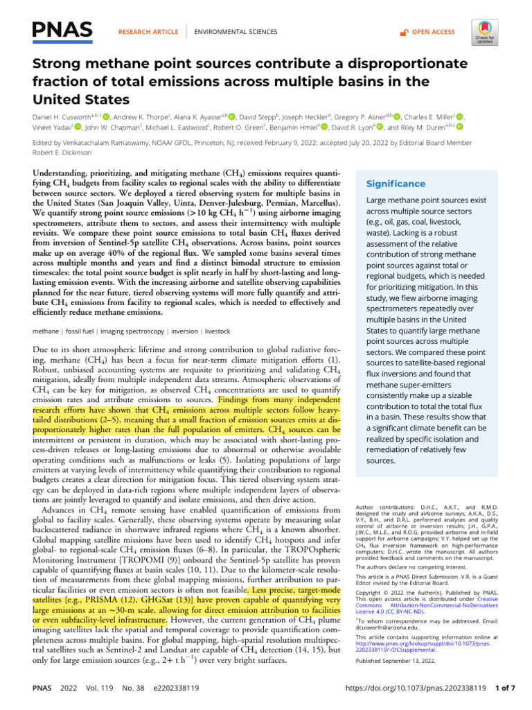 Methane Emissions from Point Sources in US | PDF | Greenhouse Gas ...