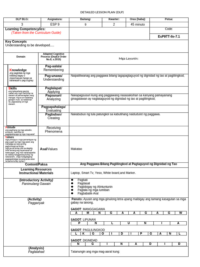 Detailed Lesson Plan | PDF