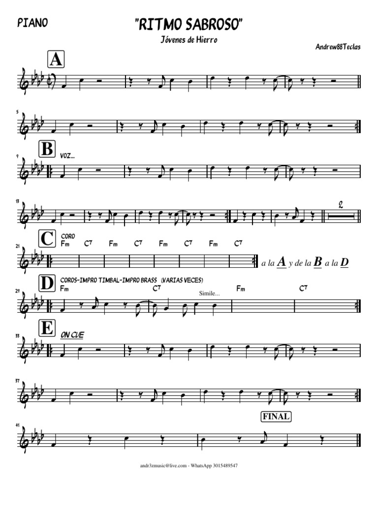 Ritmo Sabroso: Partitura y Piano | PDF