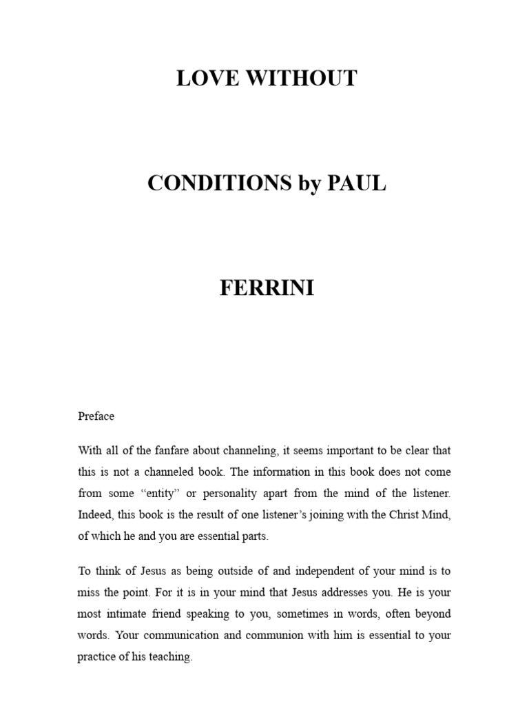 Love Without Conditions - Paul Ferrini | PDF | Experience | Jesus
