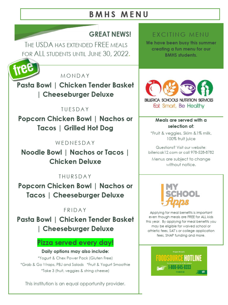 BMHS Menu | PDF