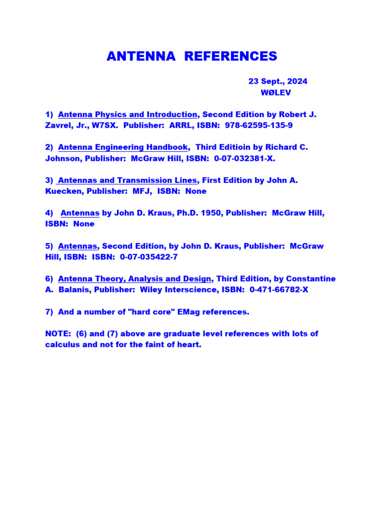 Antenna Engineering References List | PDF | Technology & Engineering ...