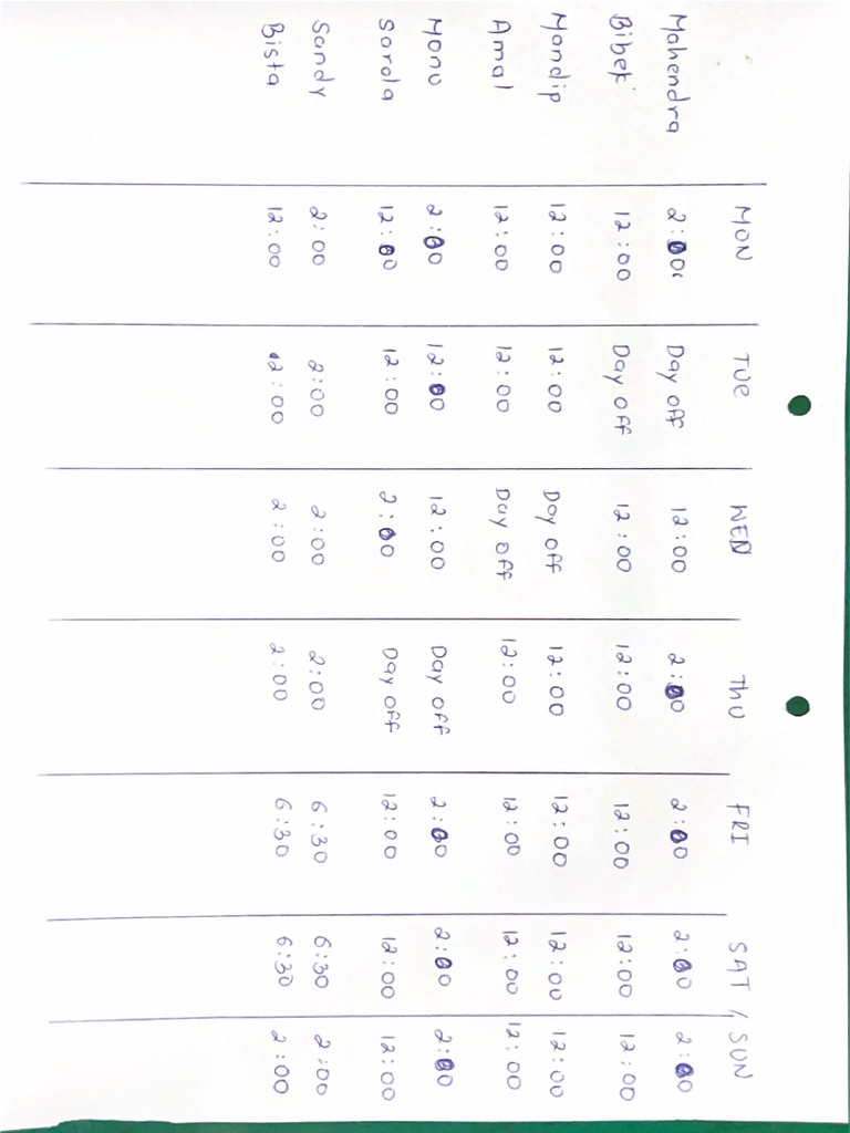 Time Table | PDF