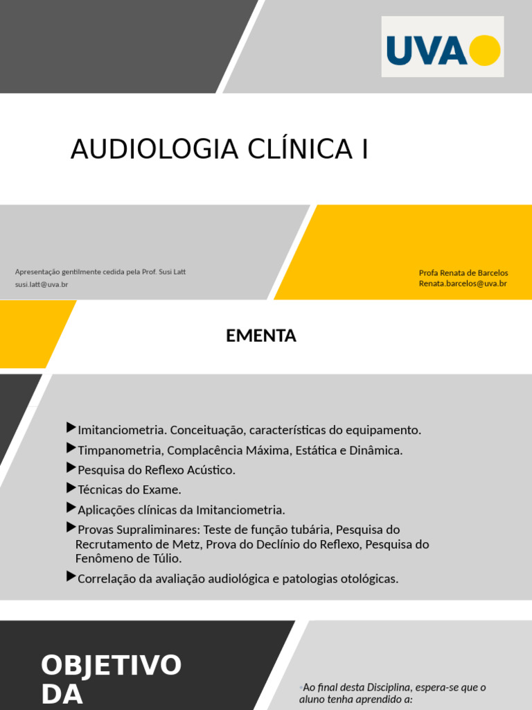Aula 1 - Apresentação Da Disciplina e Revisão | PDF | Audição | Orelha