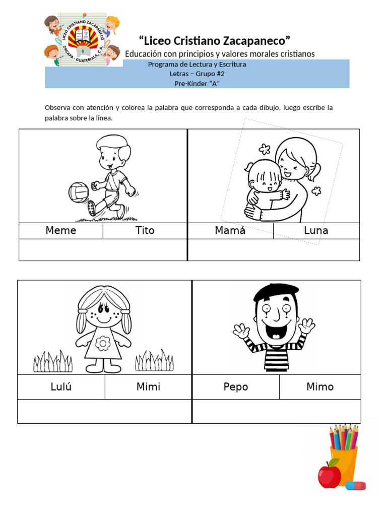 Programa de Lectura Pre-Kínder A | PDF