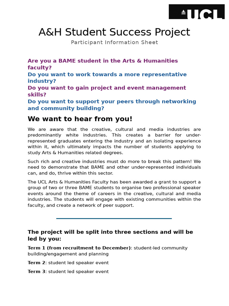 Student Success Project Participant Information and Application Form ...