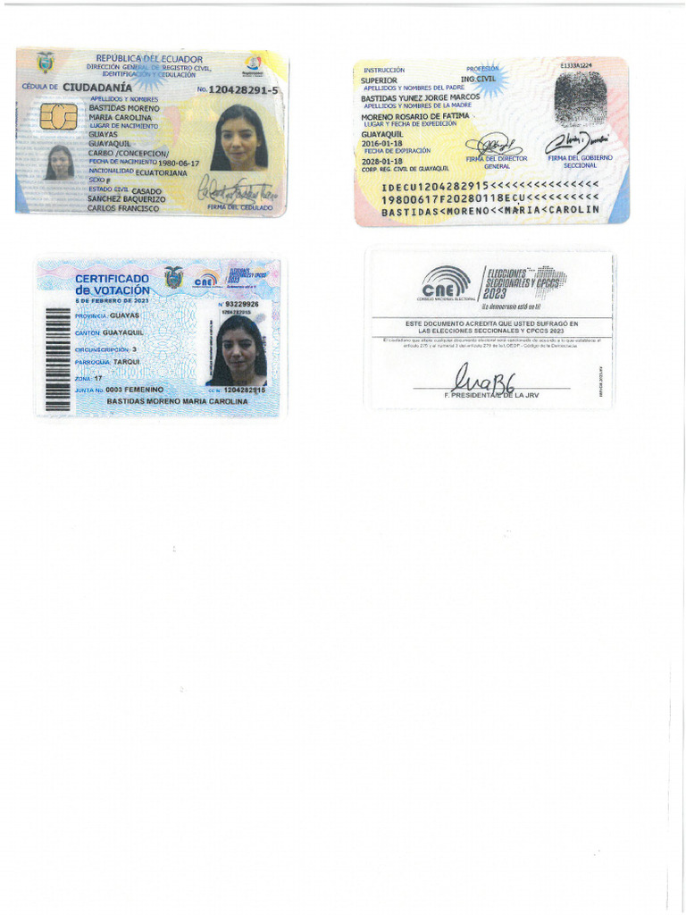 Carolina Bastidas Cédula y PV 2023 | PDF