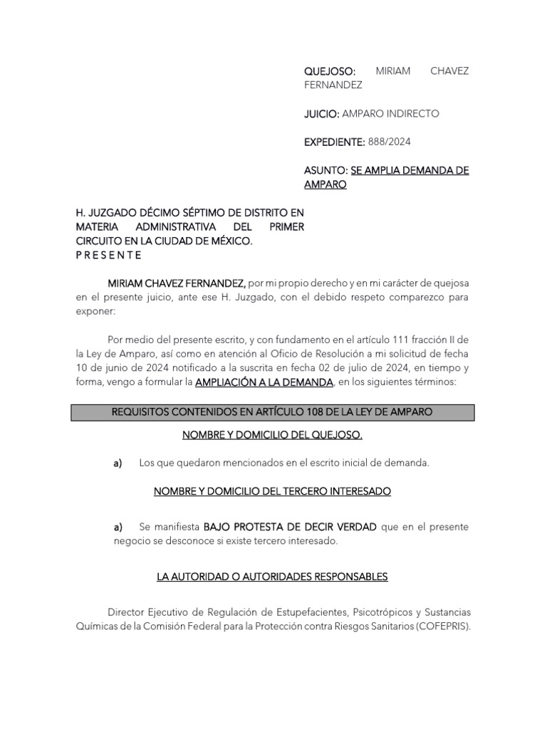 Ampliación de Demanda de Amparo | PDF | Caso de ley | Juez