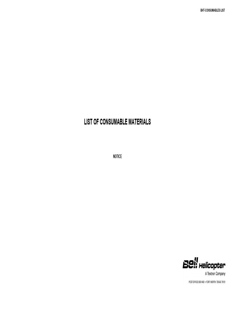 BHT Consumables | PDF | Epoxy | Jet Fuel