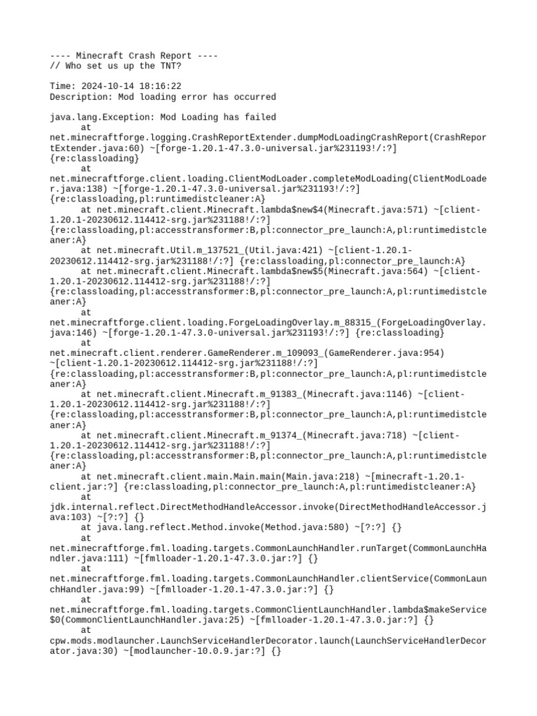Minecraft 1.20.1 Mod Loading Error | PDF | Central Processing Unit ...