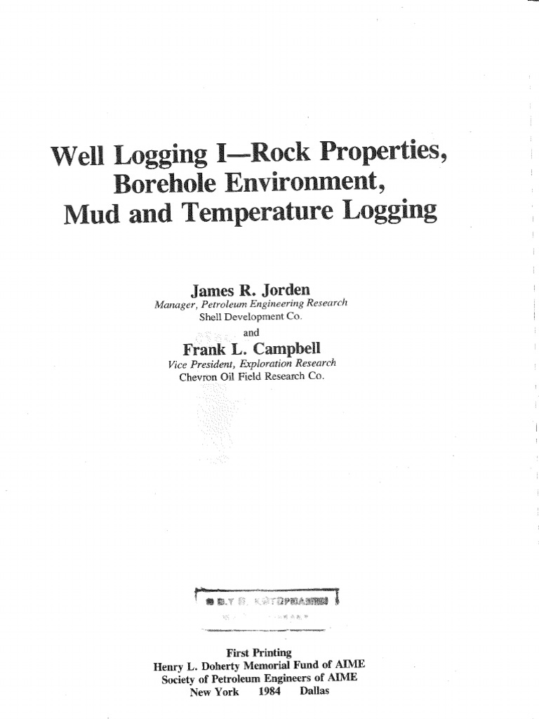 James R. Jordan, Frederick L. Campbell - Well Logging I - Rock ...