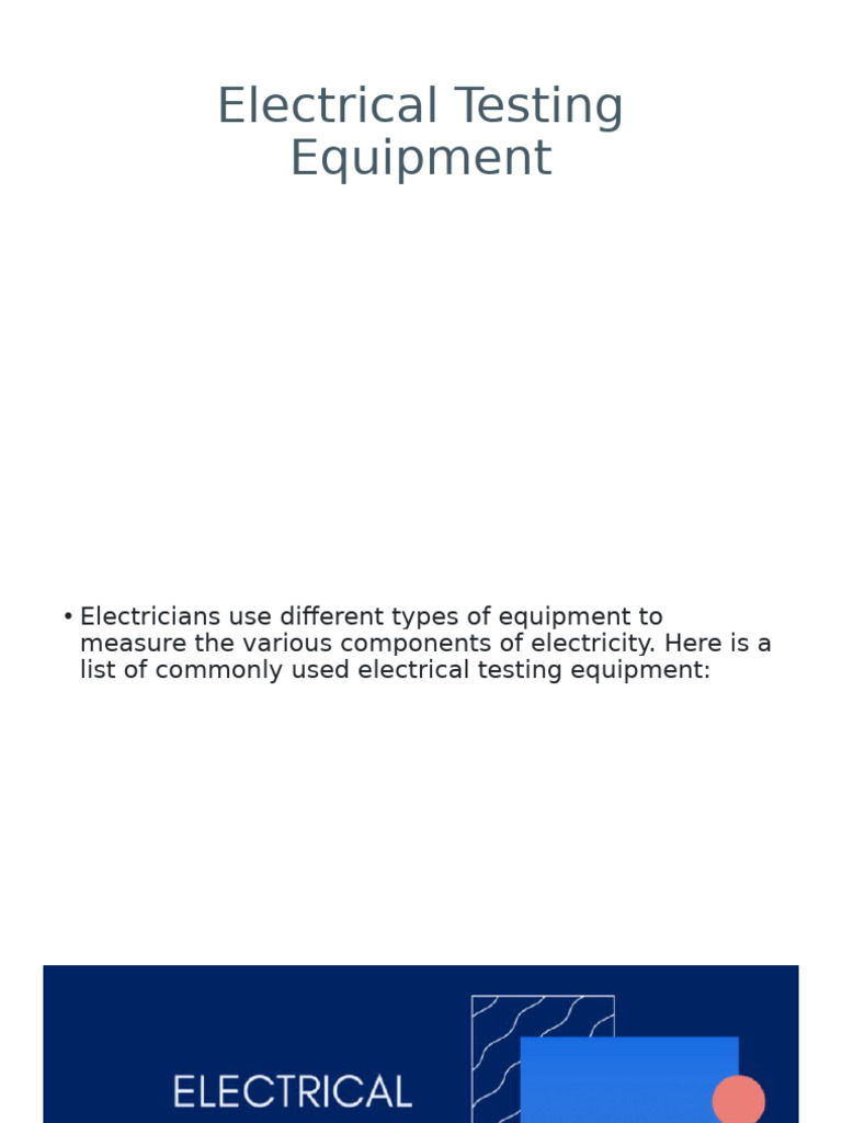 Lesson 4 Electrical Testing Equipment | PDF