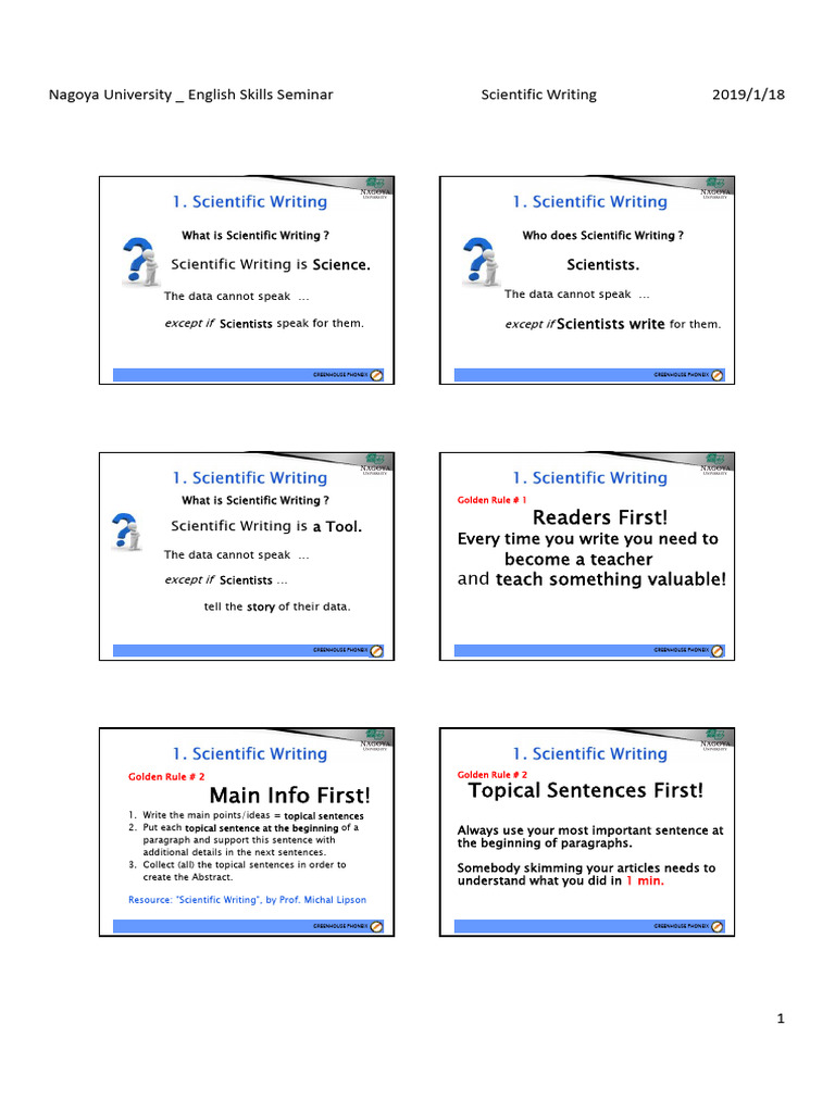 NU - ESS - Scientific Writing - 2019 - Handouts | PDF | Abstract ...