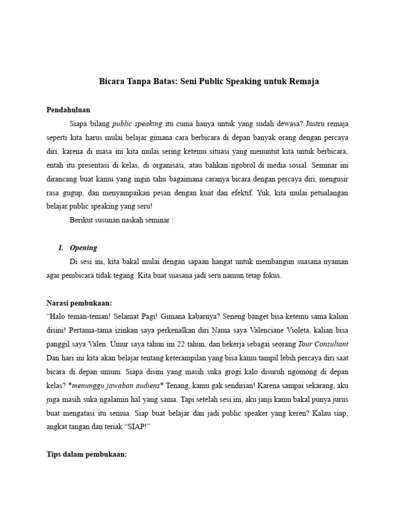 Keterampilan Public Speaking untuk Remaja | PDF | Karier & Perkembangan