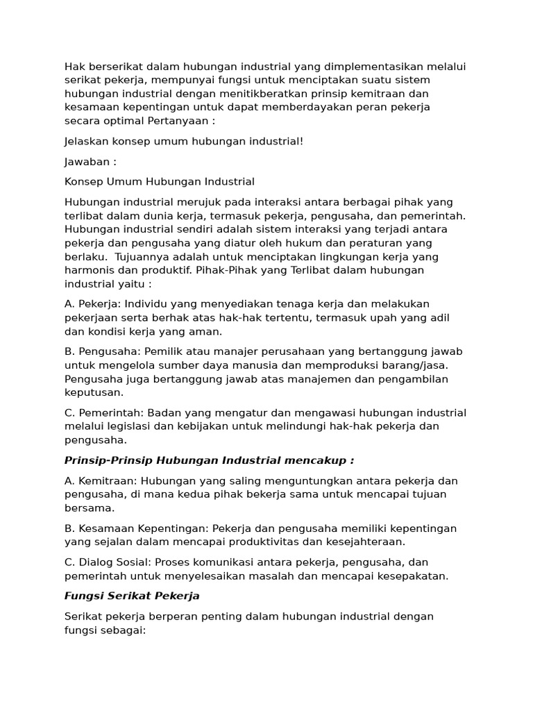 Peran Tripartit dalam Hubungan Industrial | PDF | Pengelolaan Keuangan ...