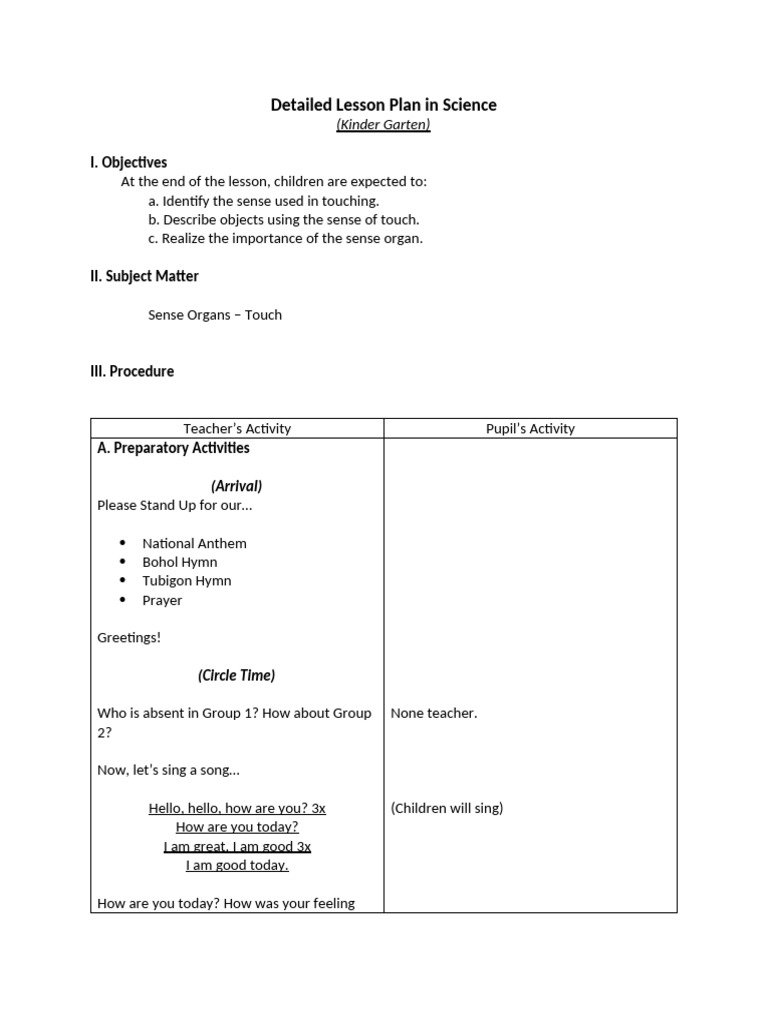Detailed Lesson Plan in Science | PDF | Senses