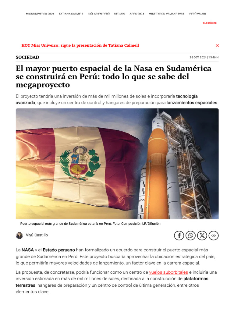 Puerto Espacial El Pato 5 | PDF | Nasa | Perú