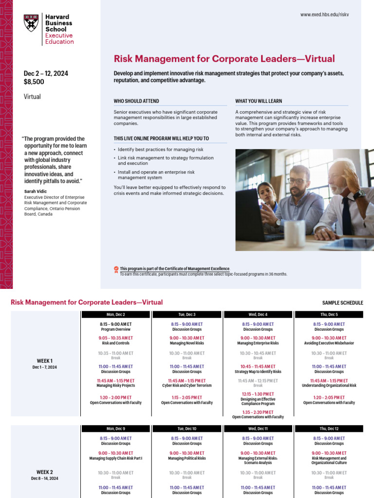 Risk Management Corporate Leaders Virtual Brochure | PDF | Risk ...