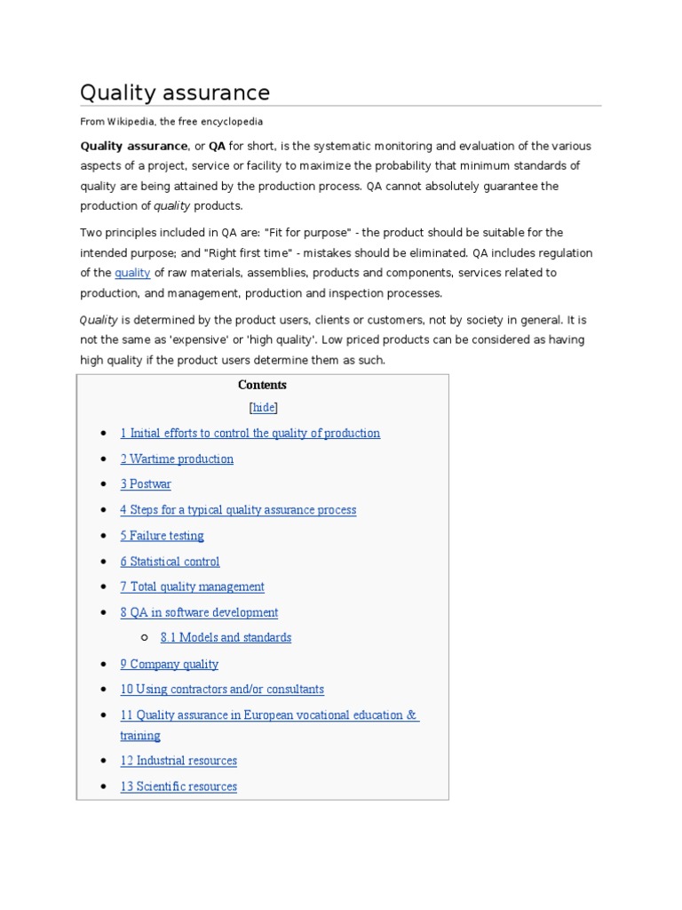 Quality Assurance | PDF | Quality Assurance | Industries