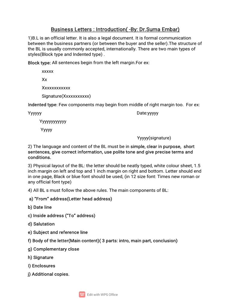 Business Letter Structure Guide | PDF