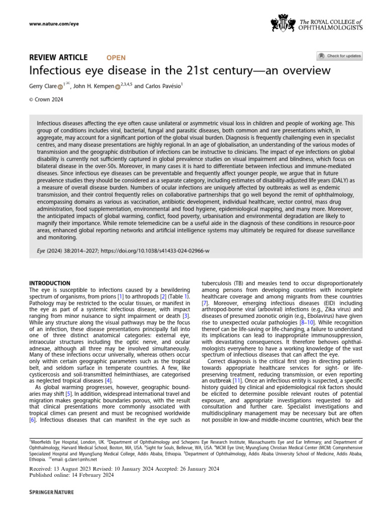 Overview of Infectious Eye Diseases | PDF | Infection | Visual Impairment