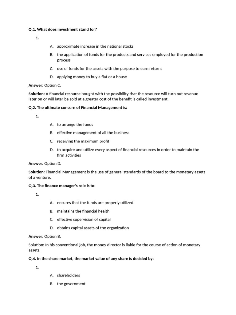 Financial Management Essentials | PDF | Business | Finance & Money ...