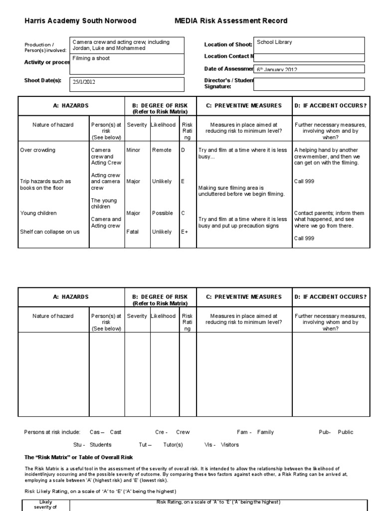 Risk Assessment Template | PDF | Traffic Collision | Risk