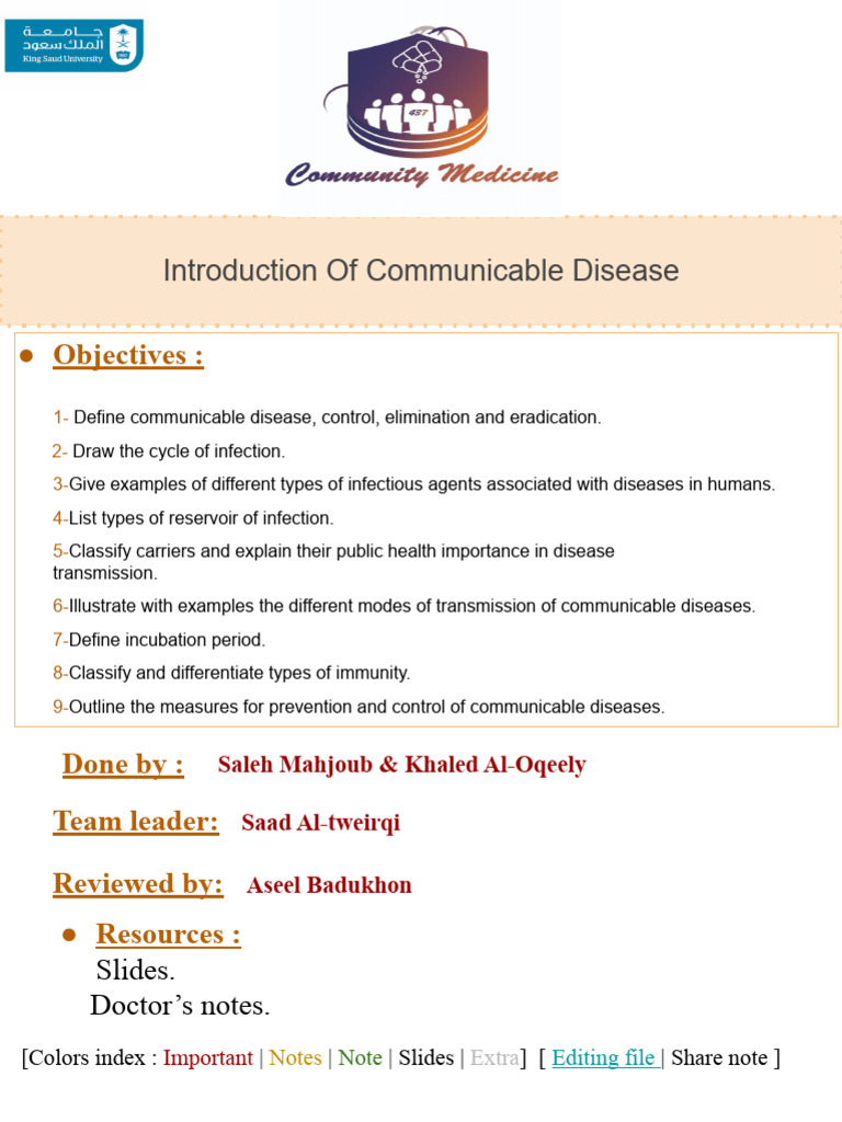 Overview of Communicable Diseases | PDF | Infection | Pathogen