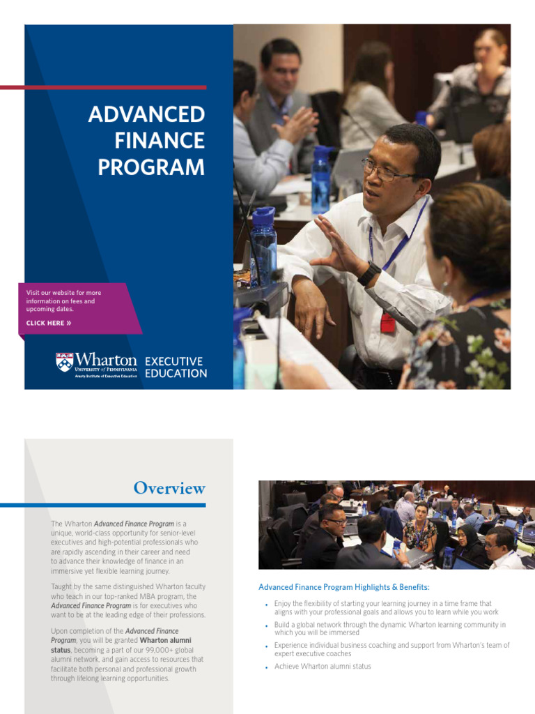 Wharton Advanced Finance Program Overview | PDF | Investing | Mergers ...