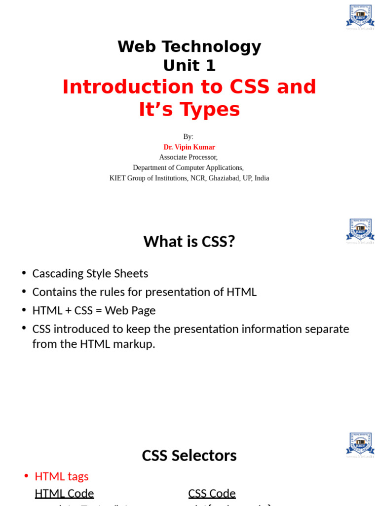 Introduction To CSS and It's Types | PDF