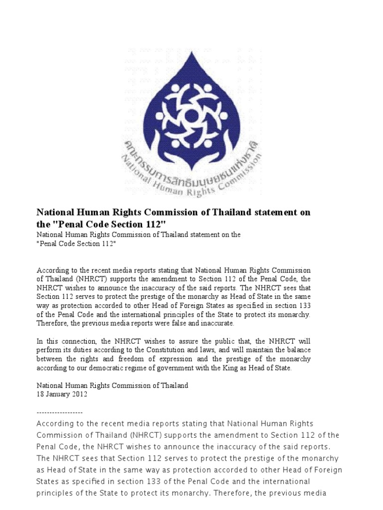 Thailand National Human Rights Commission Statement On The 