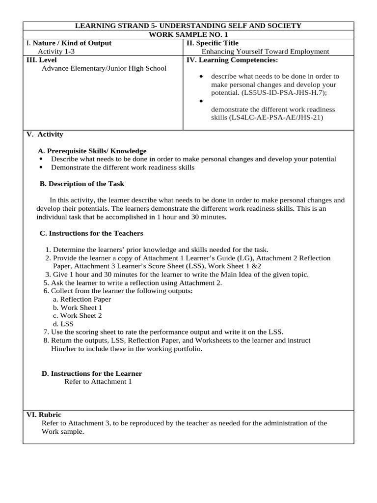 Enhancing Self for Employment Skills | PDF | Learning | Education Theory
