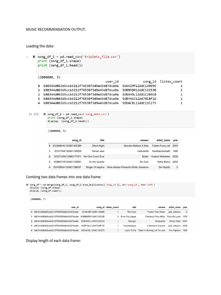 Output For Music Recommendation | PDF