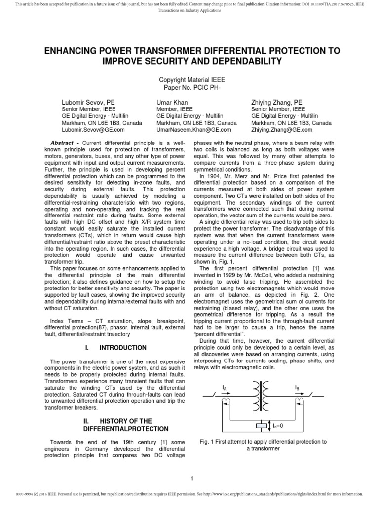 Enhancing Power Transformer Differential | PDF | Transformer | Electronics