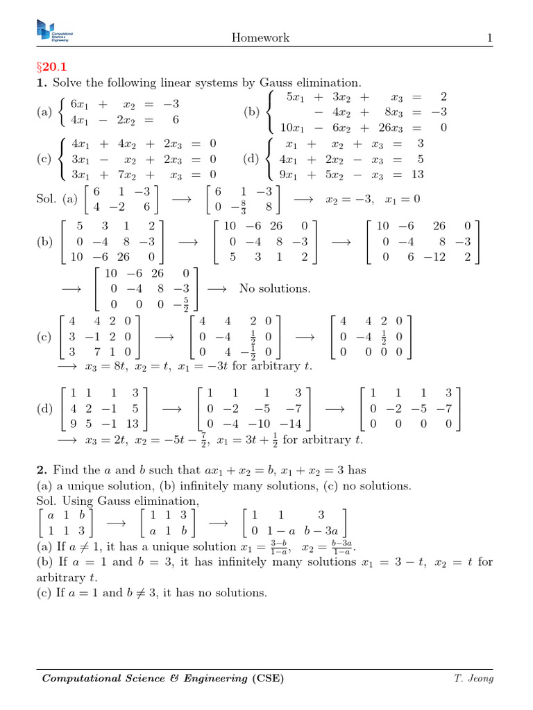 Linear Systems and Matrix Methods Solutions | PDF | Eigenvalues And ...