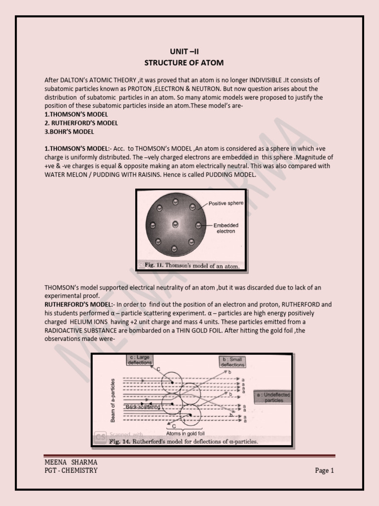 Unit Iistructureofatom | PDF | Spectral Line | Emission Spectrum