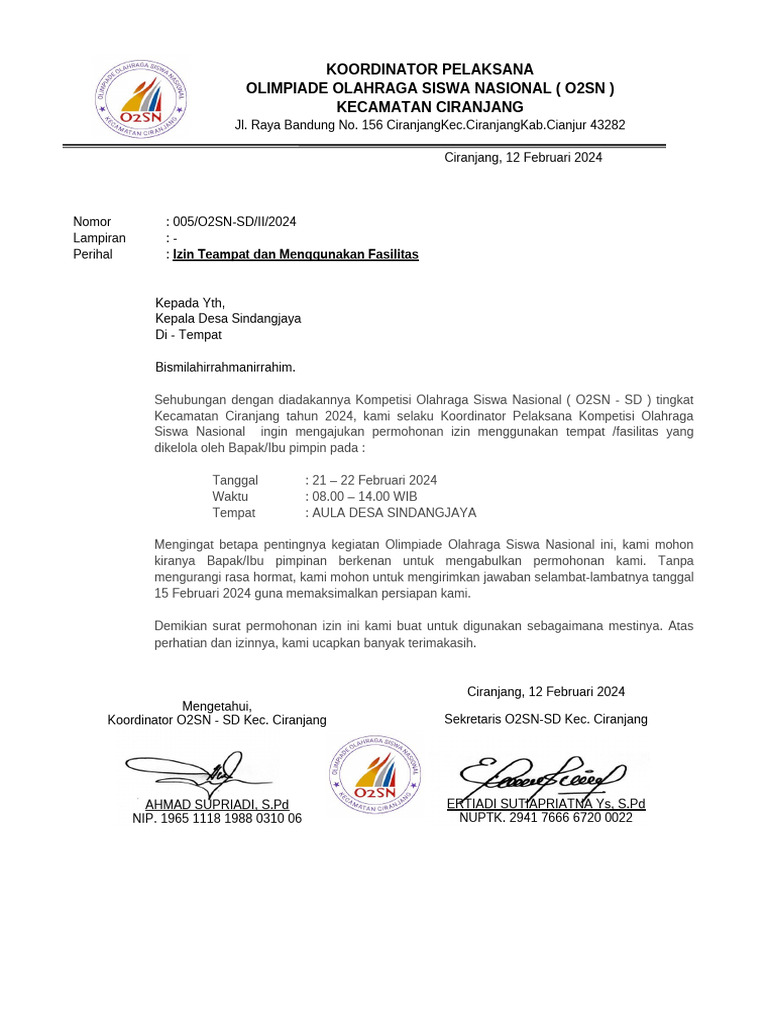 Permohonan Izin O2SN di Desa Sindangjaya | PDF
