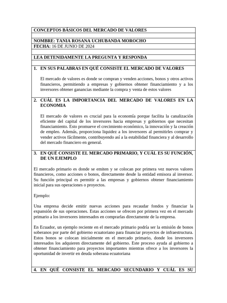 Conceptos Clave del Mercado de Valores | PDF | Bolsa de Valores ...