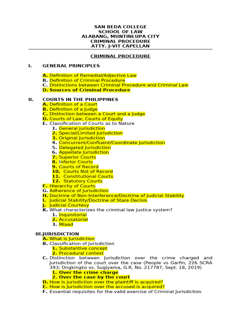 Sources of Criminal Procedure in the Philippines | PDF | Jurisdiction ...