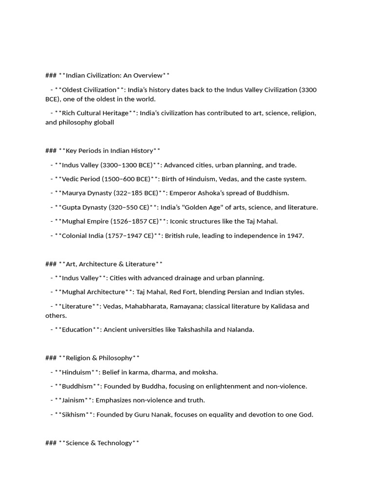 Overview of Indian Civilization History | PDF | Vedas | Indian Religions